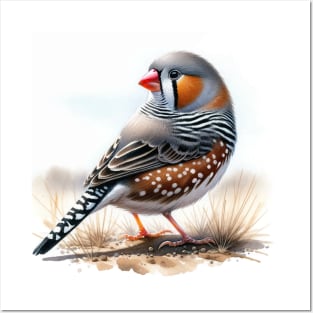 Colorful Zebra Finch - Watercolor Bird Posters and Art